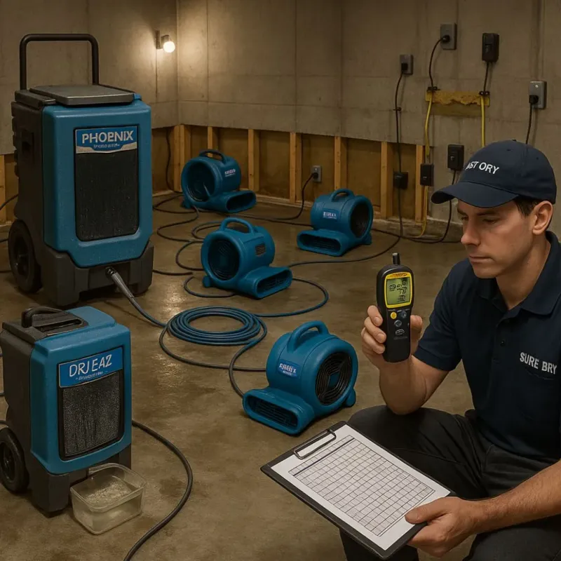 Structural Drying and Dehumidification process in Woodworth, LA